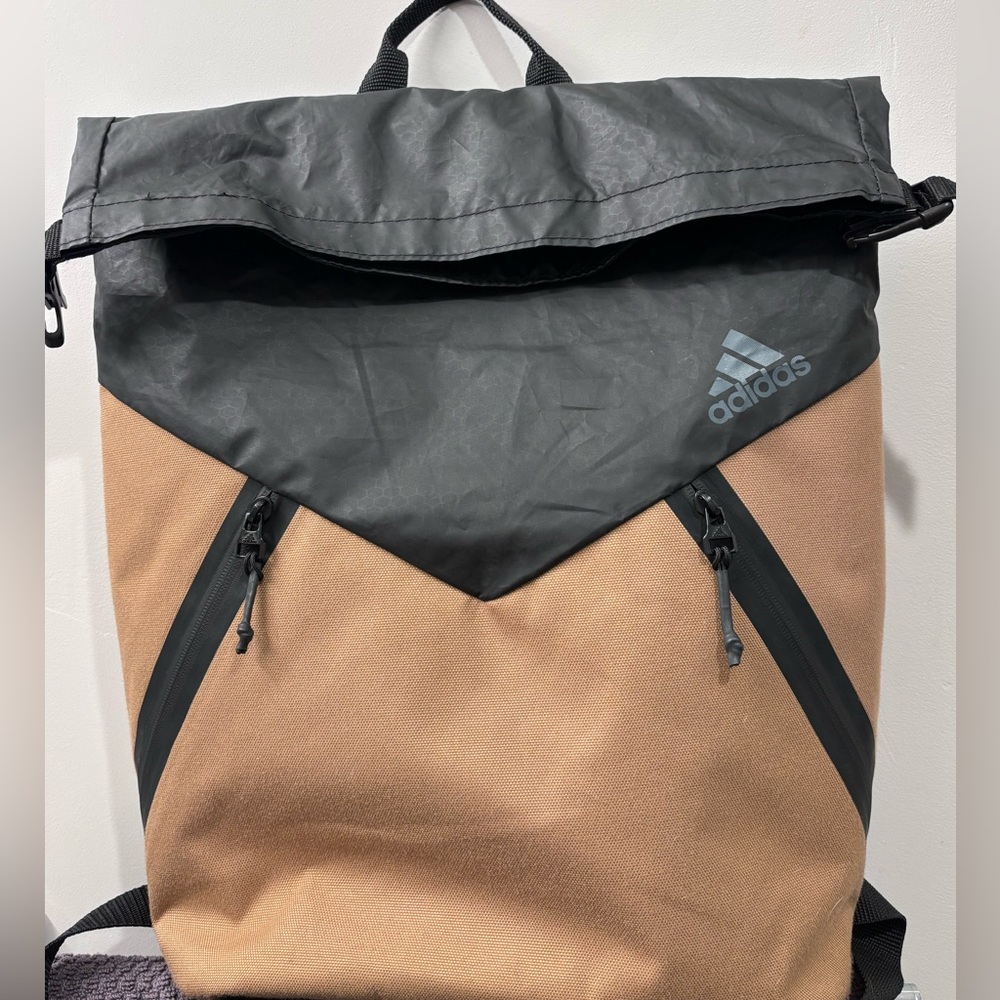 Adidas Rectangular Fold-Over Black / Tan Backpack… - image 6